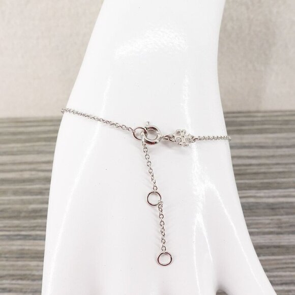 Tory Burch Kira Enamel Flower Chain Bracelet Green OS - Picture 10 of 12